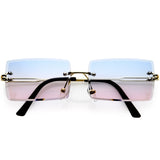 Luxe 90s Inspired Full Rimless Metal Accent Medium Square Sunglasses D108 from zeroUV