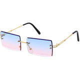 Luxe 90s Inspired Full Rimless Metal Accent Medium Square Sunglasses D108 from zeroUV