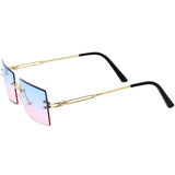 Luxe 90s Inspired Full Rimless Metal Accent Medium Square Sunglasses D108 from zeroUV