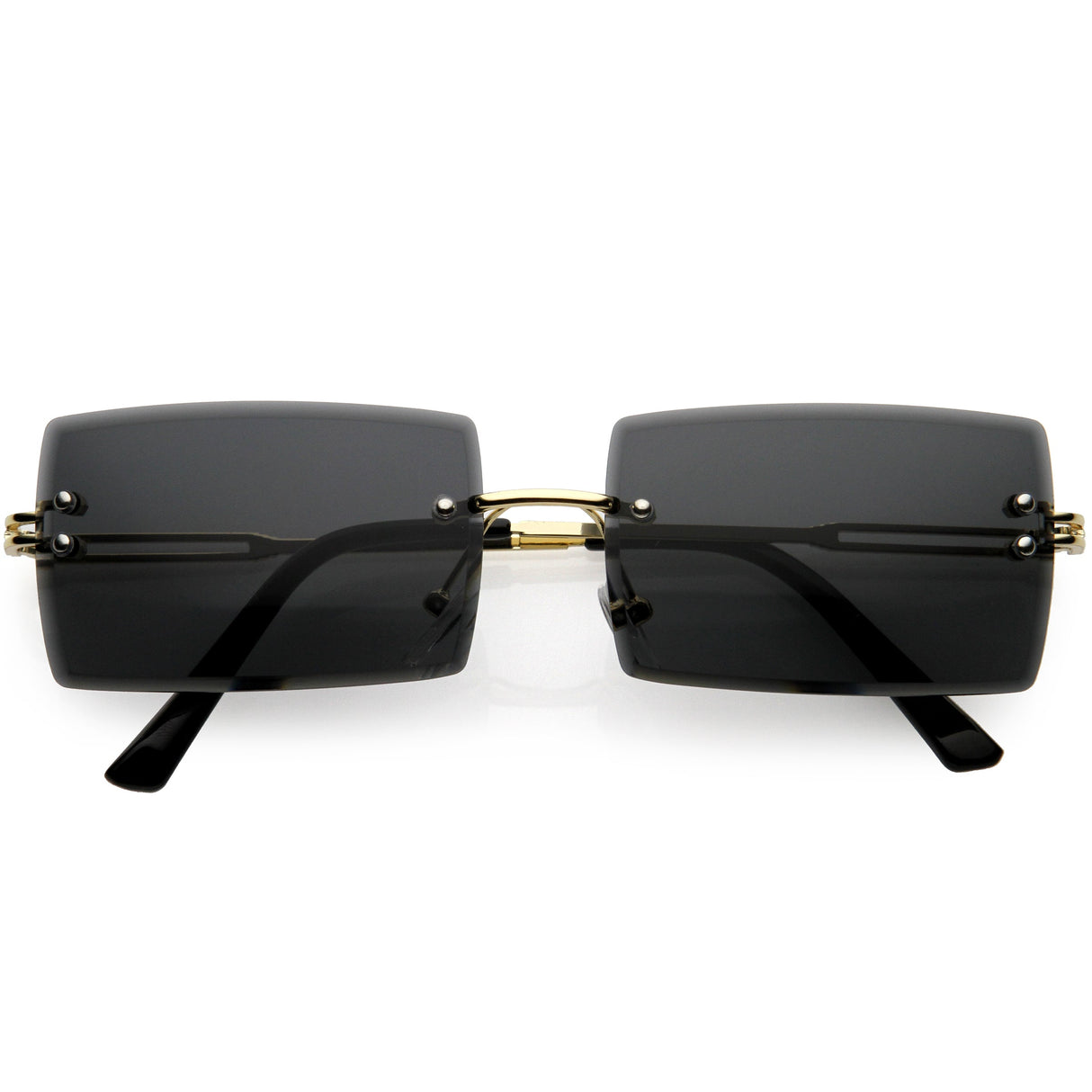 Luxe 90s Inspired Full Rimless Metal Accent Medium Square Sunglasses D108 from zeroUV