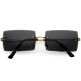Luxe 90s Inspired Full Rimless Metal Accent Medium Square Sunglasses D108 from zeroUV