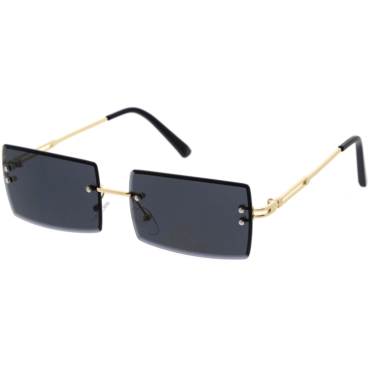 Luxe 90s Inspired Full Rimless Metal Accent Medium Square Sunglasses D108 from zeroUV