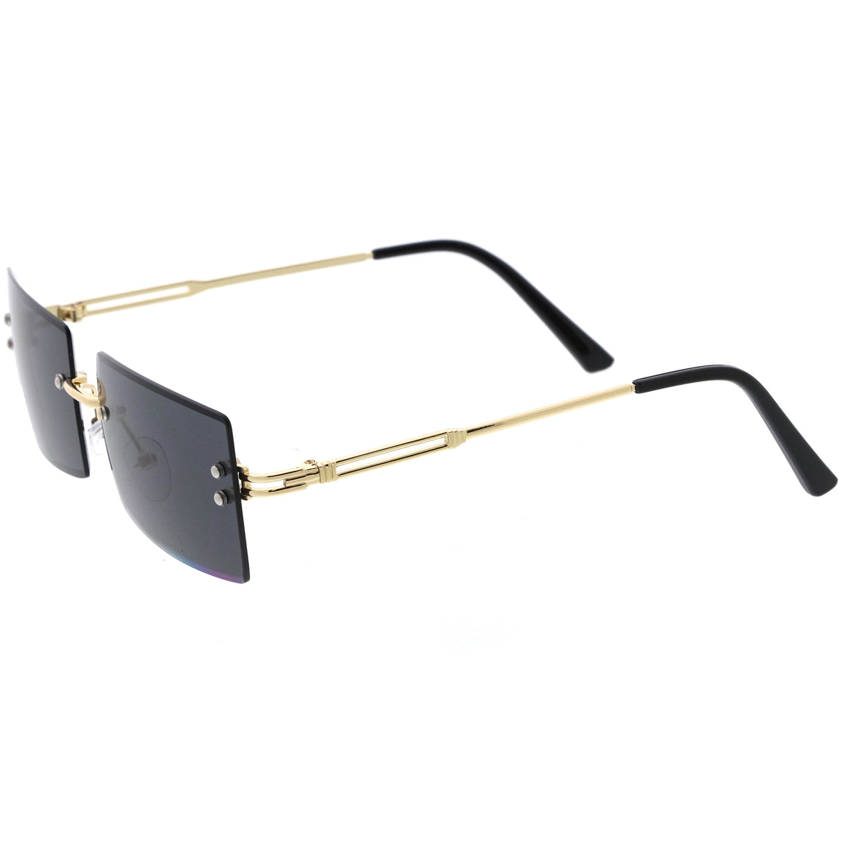 Luxe 90s Inspired Full Rimless Metal Accent Medium Square Sunglasses D108 from zeroUV