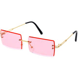 Luxe 90s Inspired Full Rimless Metal Accent Medium Square Sunglasses D108 from zeroUV