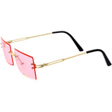 Luxe 90s Inspired Full Rimless Metal Accent Medium Square Sunglasses D108 from zeroUV