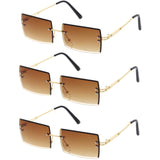 Luxe 90s Inspired Full Rimless Metal Accent Medium Square Sunglasses D108 from zeroUV