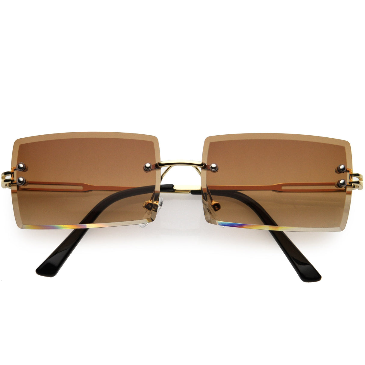 Luxe 90s Inspired Full Rimless Metal Accent Medium Square Sunglasses D108 from zeroUV
