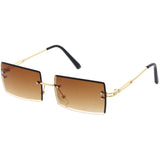 Luxe 90s Inspired Full Rimless Metal Accent Medium Square Sunglasses D108 from zeroUV