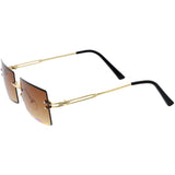 Luxe 90s Inspired Full Rimless Metal Accent Medium Square Sunglasses D108 from zeroUV