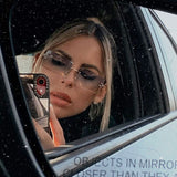 Luxe 90s Inspired Full Rimless Metal Accent Medium Square Sunglasses D108 from zeroUV