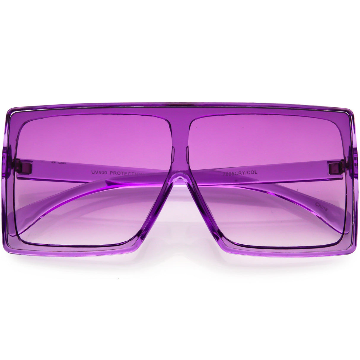 Bold Colored Tinted Lens Translucent Flat Top Oversize Shield Sunglasses D109 from zeroUV