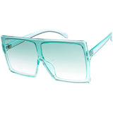 Bold Colored Tinted Lens Translucent Flat Top Oversize Shield Sunglasses D109 from zeroUV