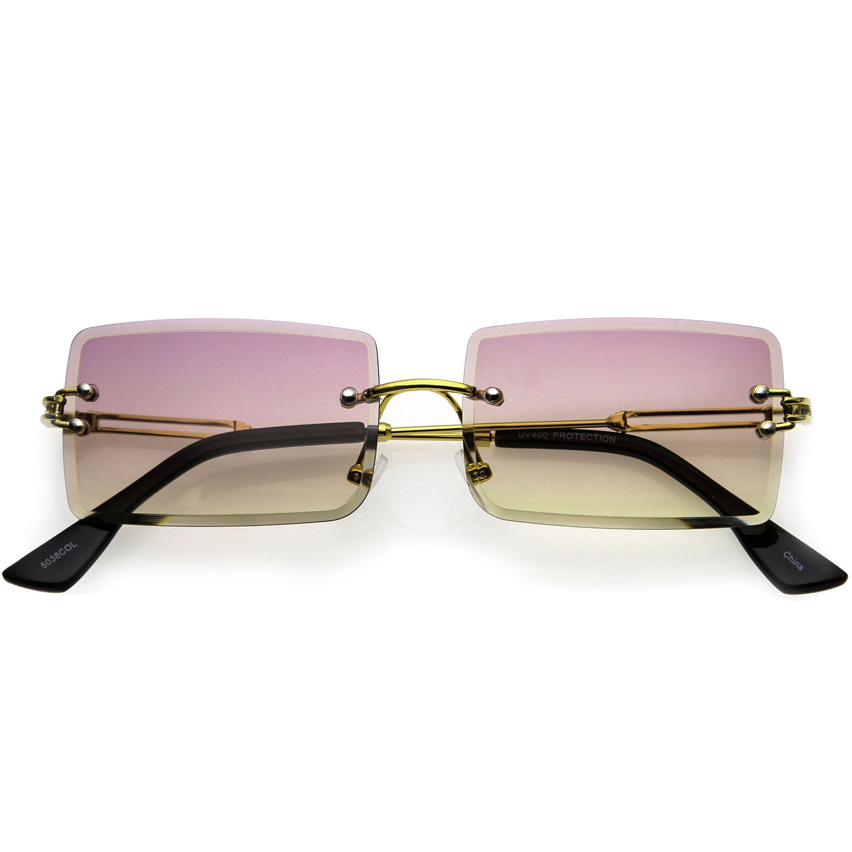 Luxe Color Gradient Bevelled Lens Metal Rectangle Sunglasses D223 from zeroUV