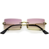 Luxe Color Gradient Bevelled Lens Metal Rectangle Sunglasses D223 from zeroUV