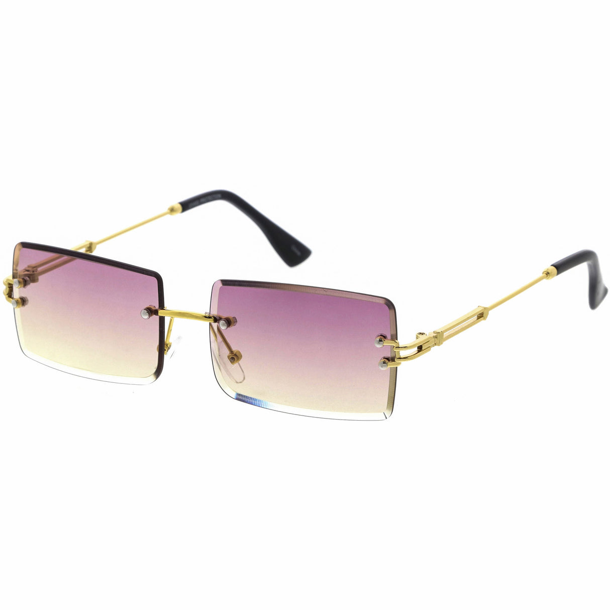 Luxe Color Gradient Bevelled Lens Metal Rectangle Sunglasses D223 from zeroUV