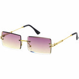 Luxe Color Gradient Bevelled Lens Metal Rectangle Sunglasses D223 from zeroUV