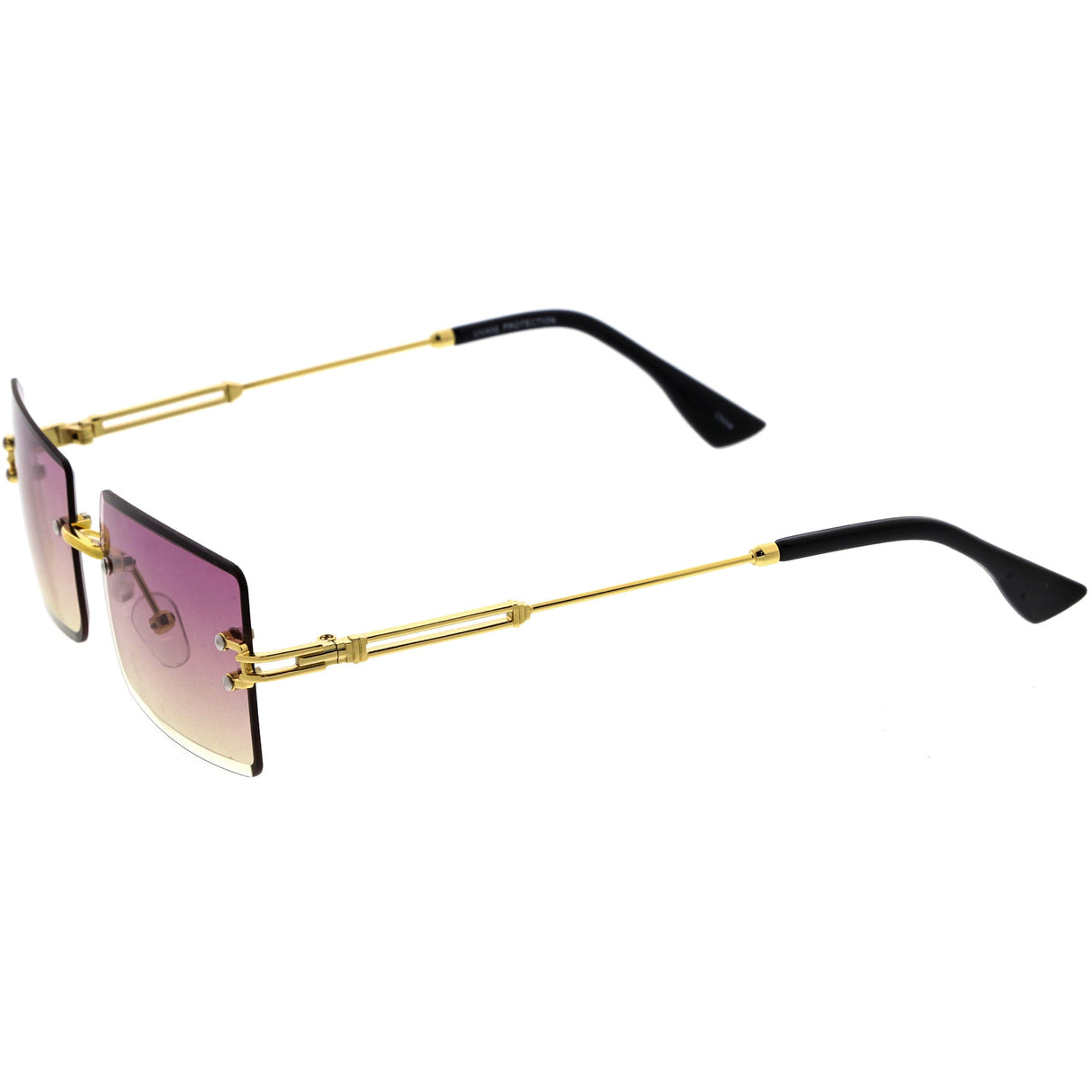 Luxe Color Gradient Bevelled Lens Metal Rectangle Sunglasses D223 from zeroUV