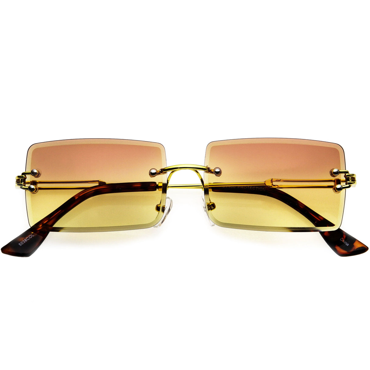 Luxe Color Gradient Bevelled Lens Metal Rectangle Sunglasses D223 from zeroUV