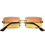 Luxe Color Gradient Bevelled Lens Metal Rectangle Sunglasses D223 from zeroUV