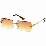 Luxe Color Gradient Bevelled Lens Metal Rectangle Sunglasses D223 from zeroUV