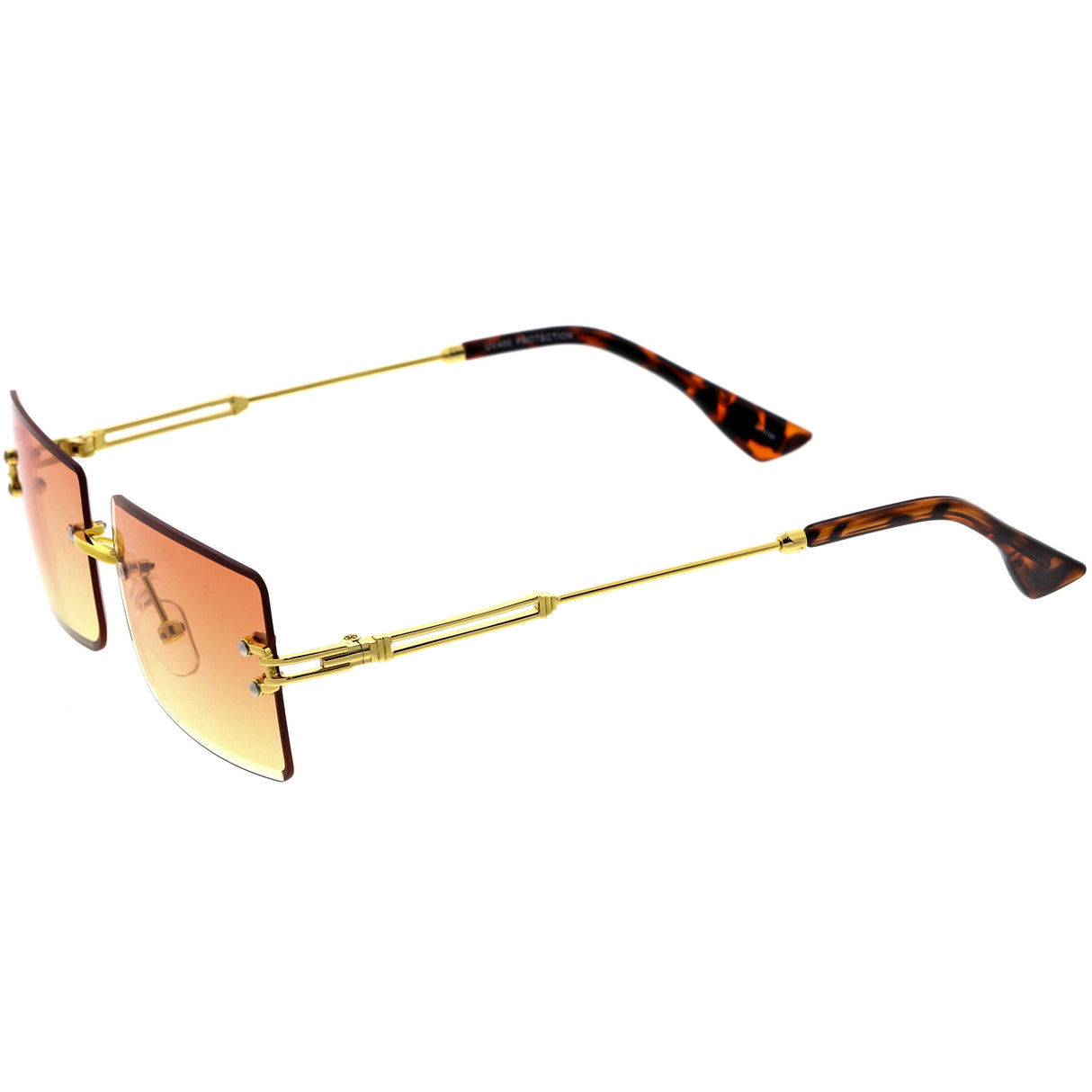 Luxe Color Gradient Bevelled Lens Metal Rectangle Sunglasses D223 from zeroUV