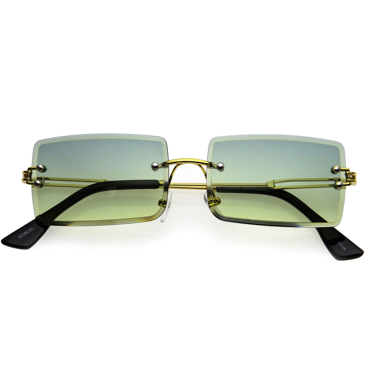 Luxe Color Gradient Bevelled Lens Metal Rectangle Sunglasses D223 from zeroUV