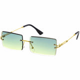 Luxe Color Gradient Bevelled Lens Metal Rectangle Sunglasses D223 from zeroUV