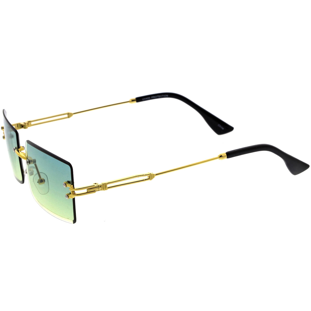 Luxe Color Gradient Bevelled Lens Metal Rectangle Sunglasses D223 from zeroUV