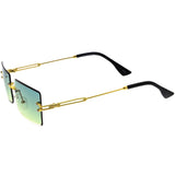 Luxe Color Gradient Bevelled Lens Metal Rectangle Sunglasses D223 from zeroUV