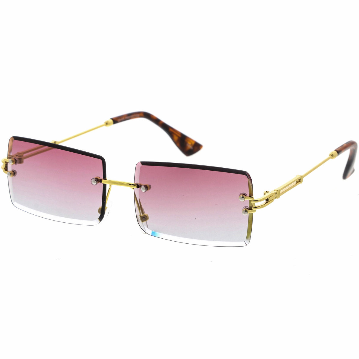 Luxe Color Gradient Bevelled Lens Metal Rectangle Sunglasses D223 from zeroUV