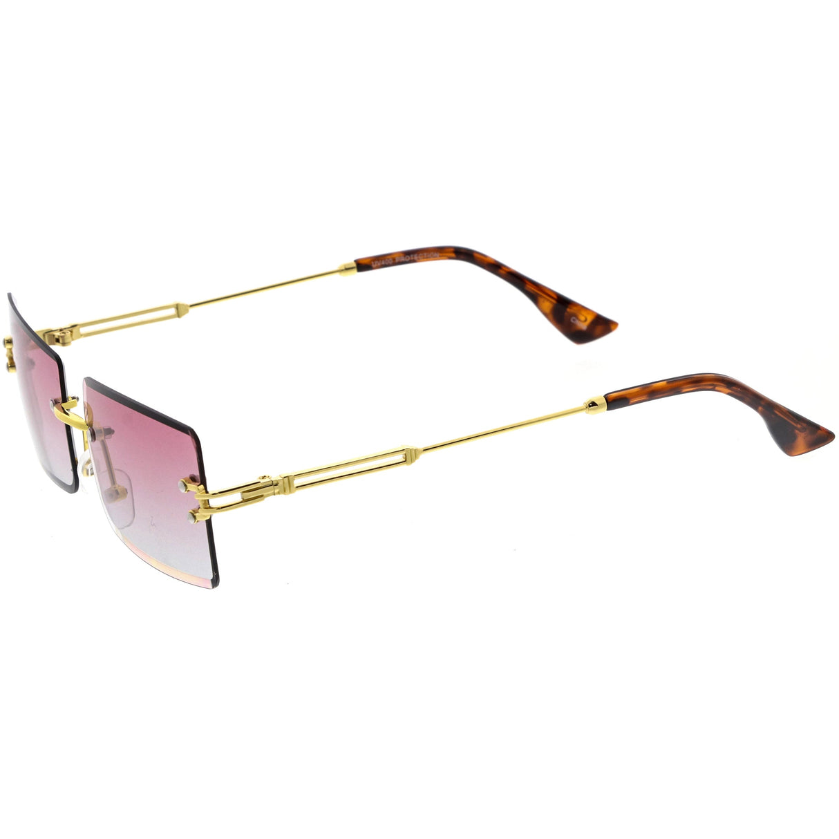 Luxe Color Gradient Bevelled Lens Metal Rectangle Sunglasses D223 from zeroUV