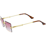 Luxe Color Gradient Bevelled Lens Metal Rectangle Sunglasses D223 from zeroUV