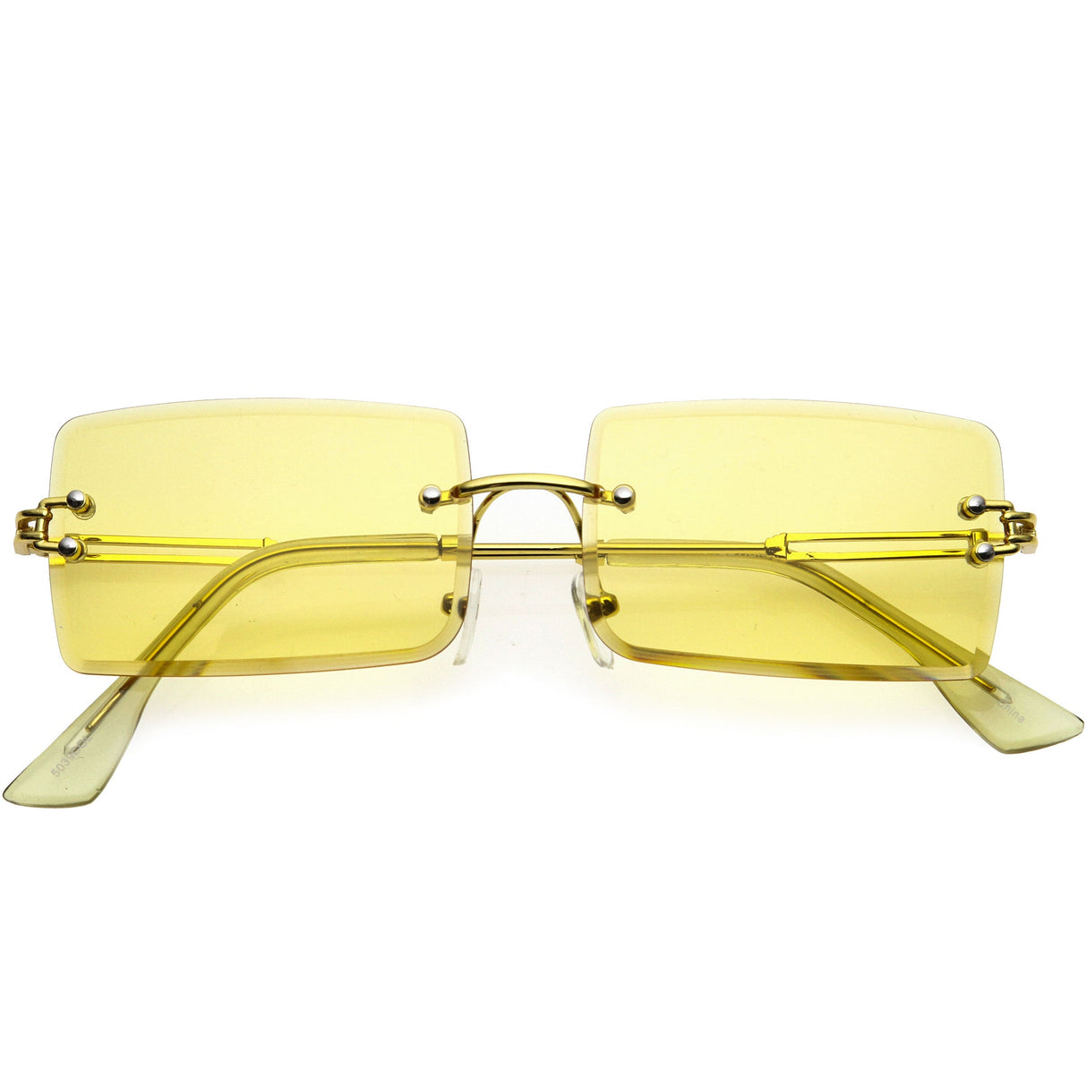 Luxe Color Tinted Bevelled Lens Metal Rectangle Sunglasses D224 from zeroUV