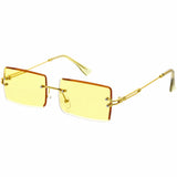 Luxe Color Tinted Bevelled Lens Metal Rectangle Sunglasses D224 from zeroUV