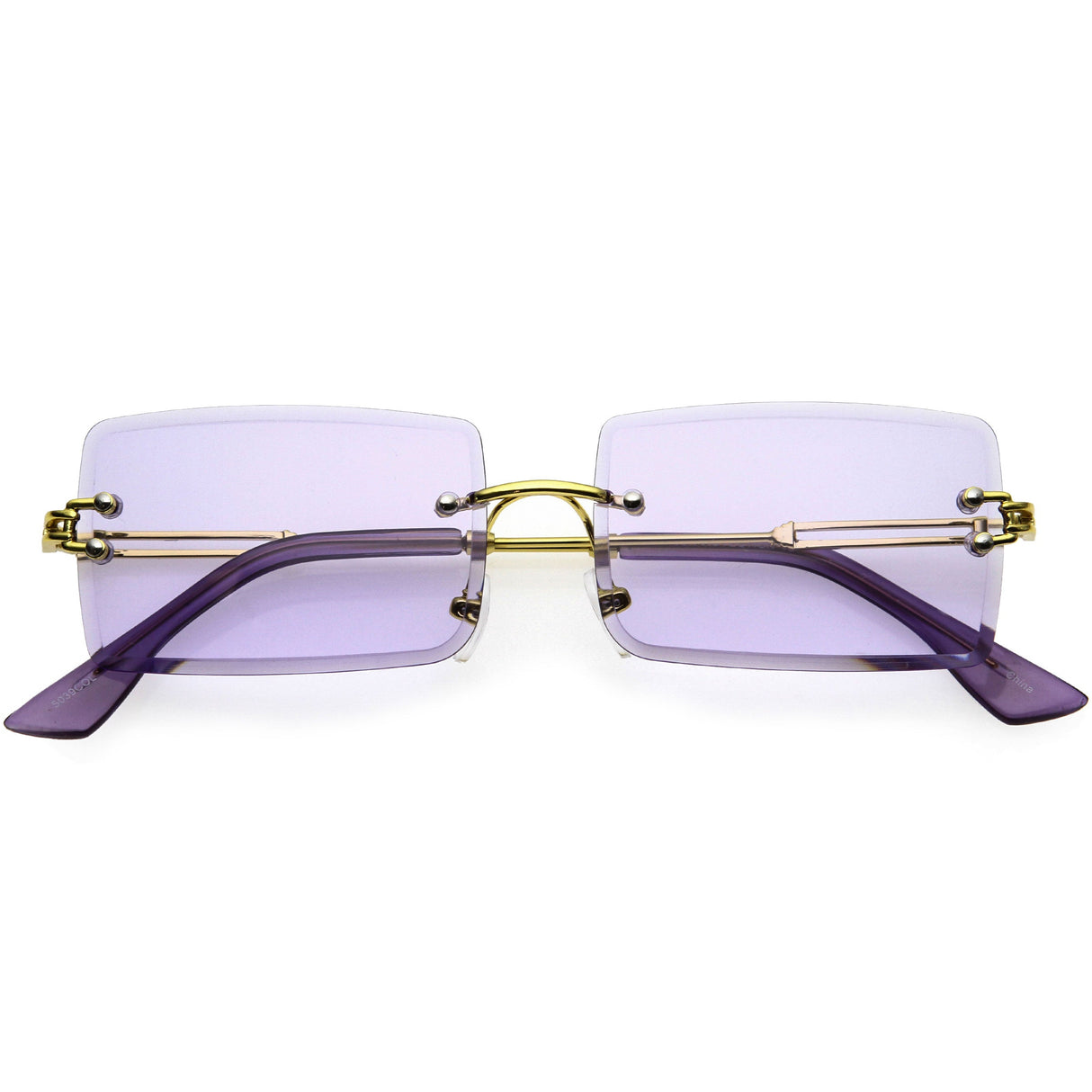Luxe Color Tinted Bevelled Lens Metal Rectangle Sunglasses D224 from zeroUV