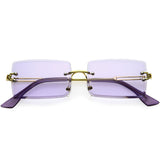 Luxe Color Tinted Bevelled Lens Metal Rectangle Sunglasses D224 from zeroUV