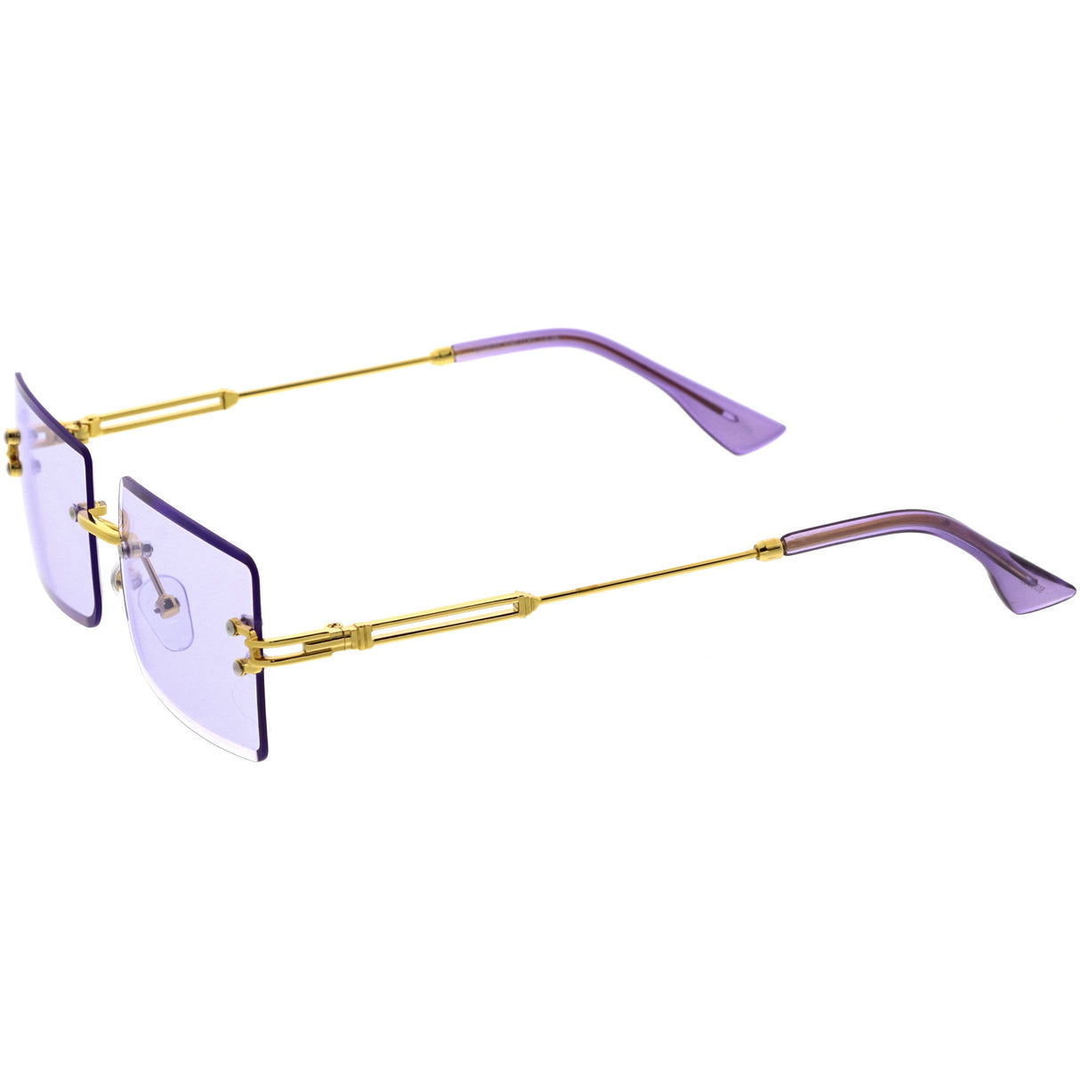 Luxe Color Tinted Bevelled Lens Metal Rectangle Sunglasses D224 from zeroUV