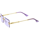 Luxe Color Tinted Bevelled Lens Metal Rectangle Sunglasses D224 from zeroUV
