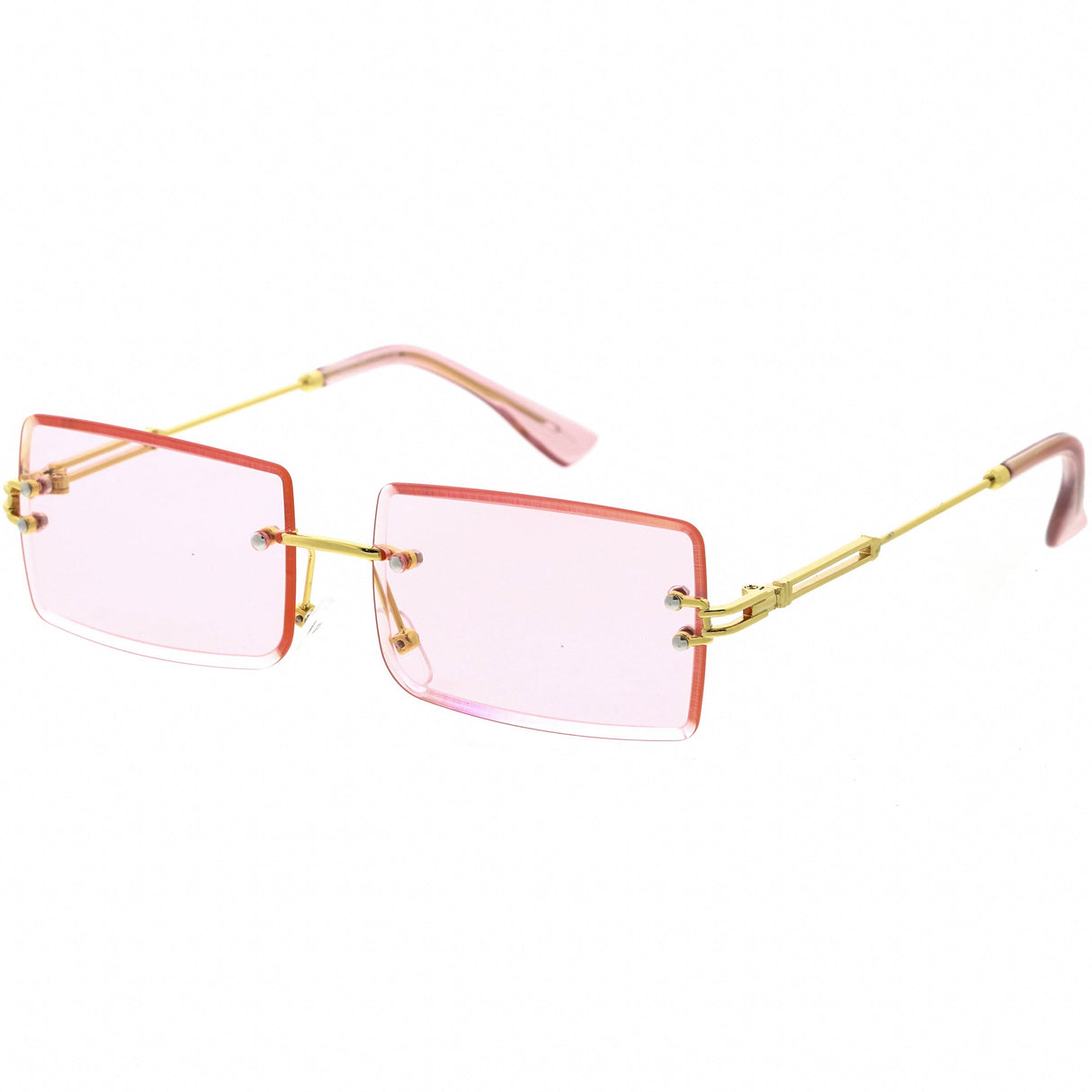 Luxe Color Tinted Bevelled Lens Metal Rectangle Sunglasses D224 from zeroUV