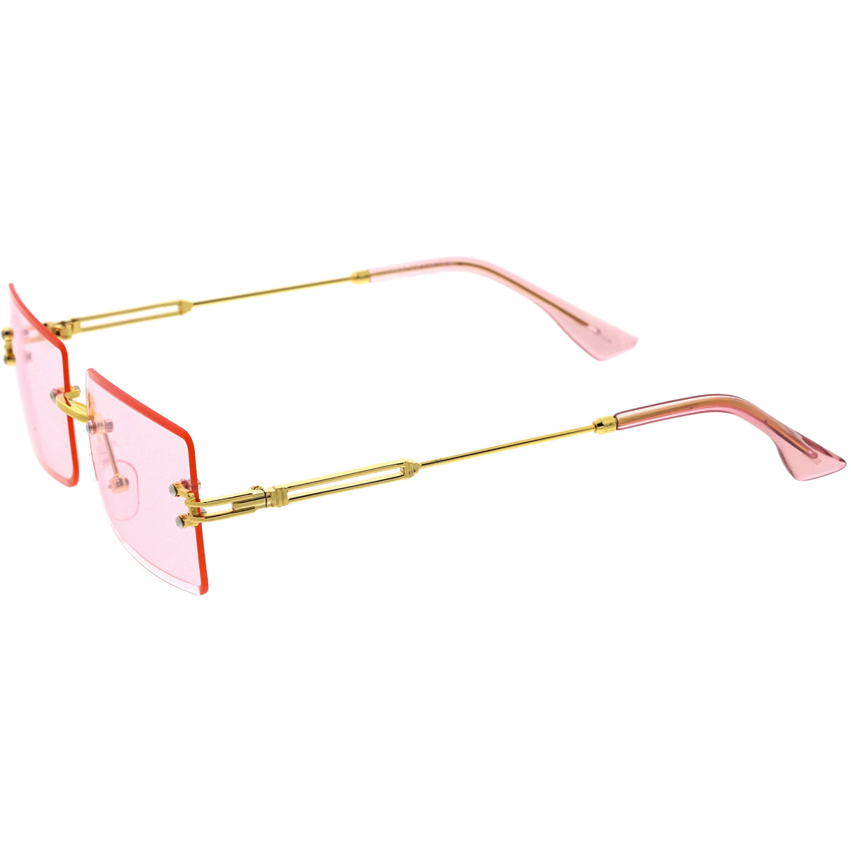 Luxe Color Tinted Bevelled Lens Metal Rectangle Sunglasses D224 from zeroUV