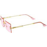 Luxe Color Tinted Bevelled Lens Metal Rectangle Sunglasses D224 from zeroUV