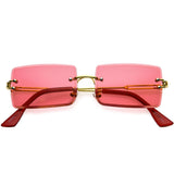 Luxe Color Tinted Bevelled Lens Metal Rectangle Sunglasses D224 from zeroUV