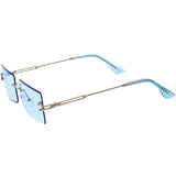 Luxe Color Tinted Bevelled Lens Metal Rectangle Sunglasses D224 from zeroUV