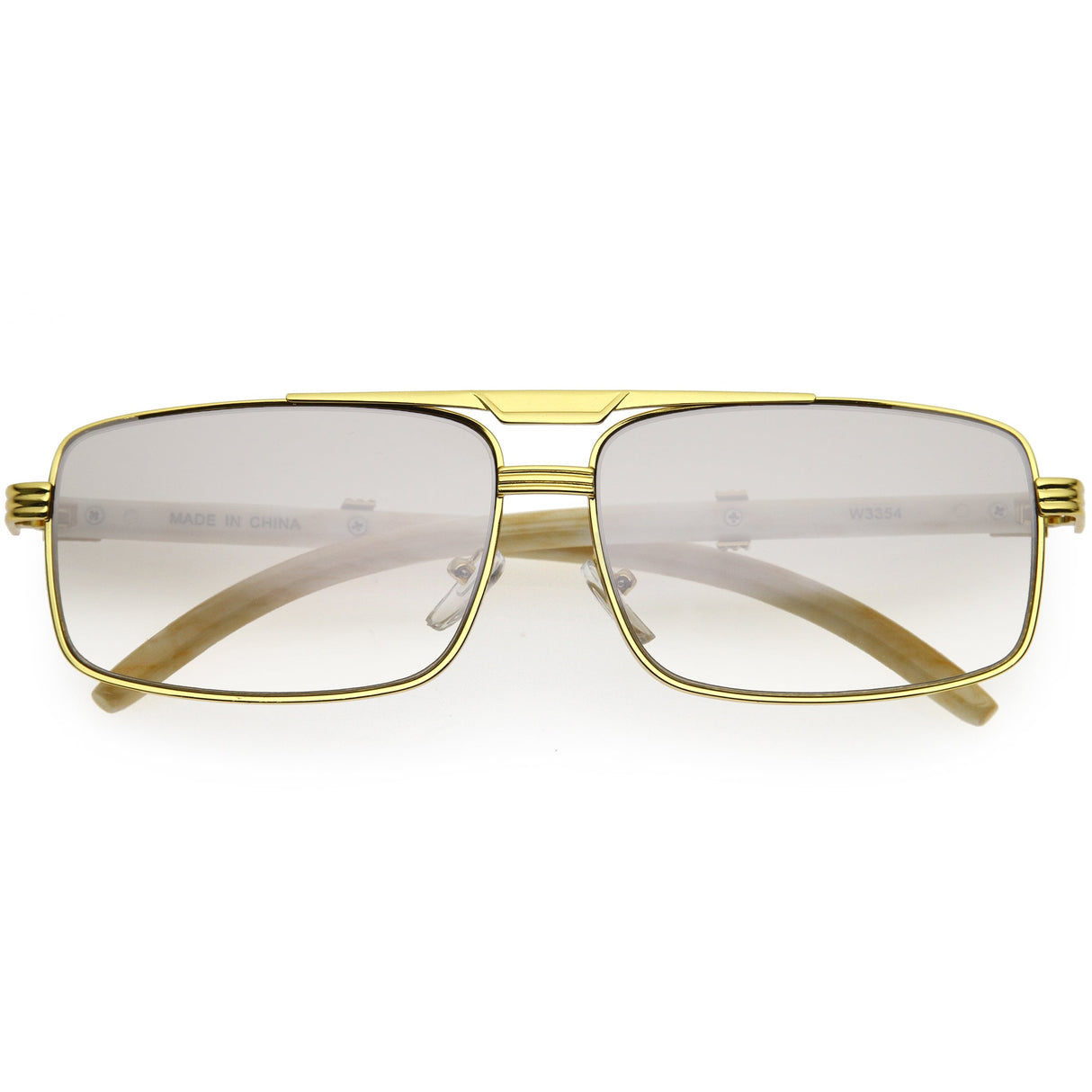 Classy Dapper Neutral Metal Crossbar Square Sunglasses D245 from zeroUV