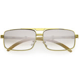Classy Dapper Neutral Metal Crossbar Square Sunglasses D245 from zeroUV