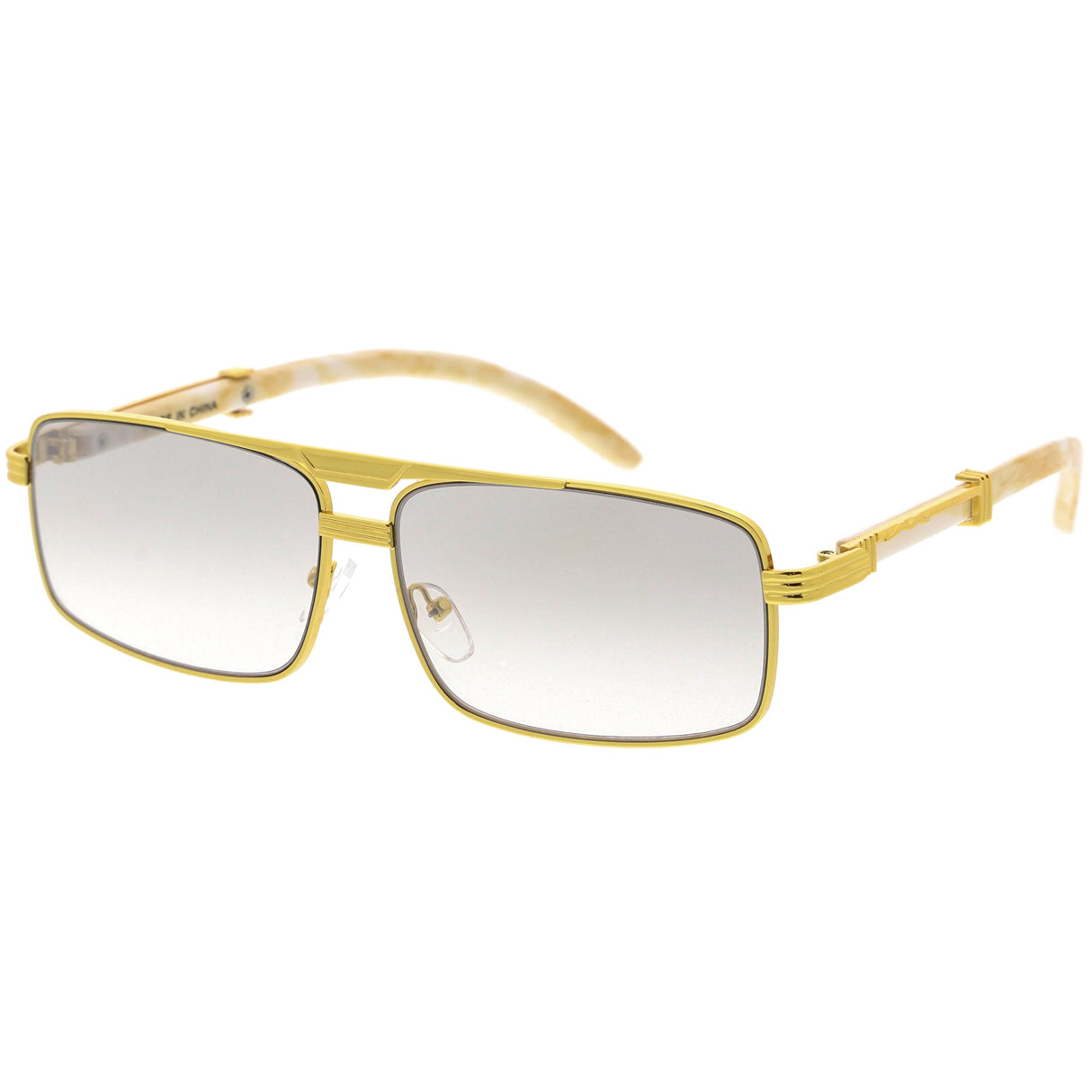 Classy Dapper Neutral Metal Crossbar Square Sunglasses D245 from zeroUV