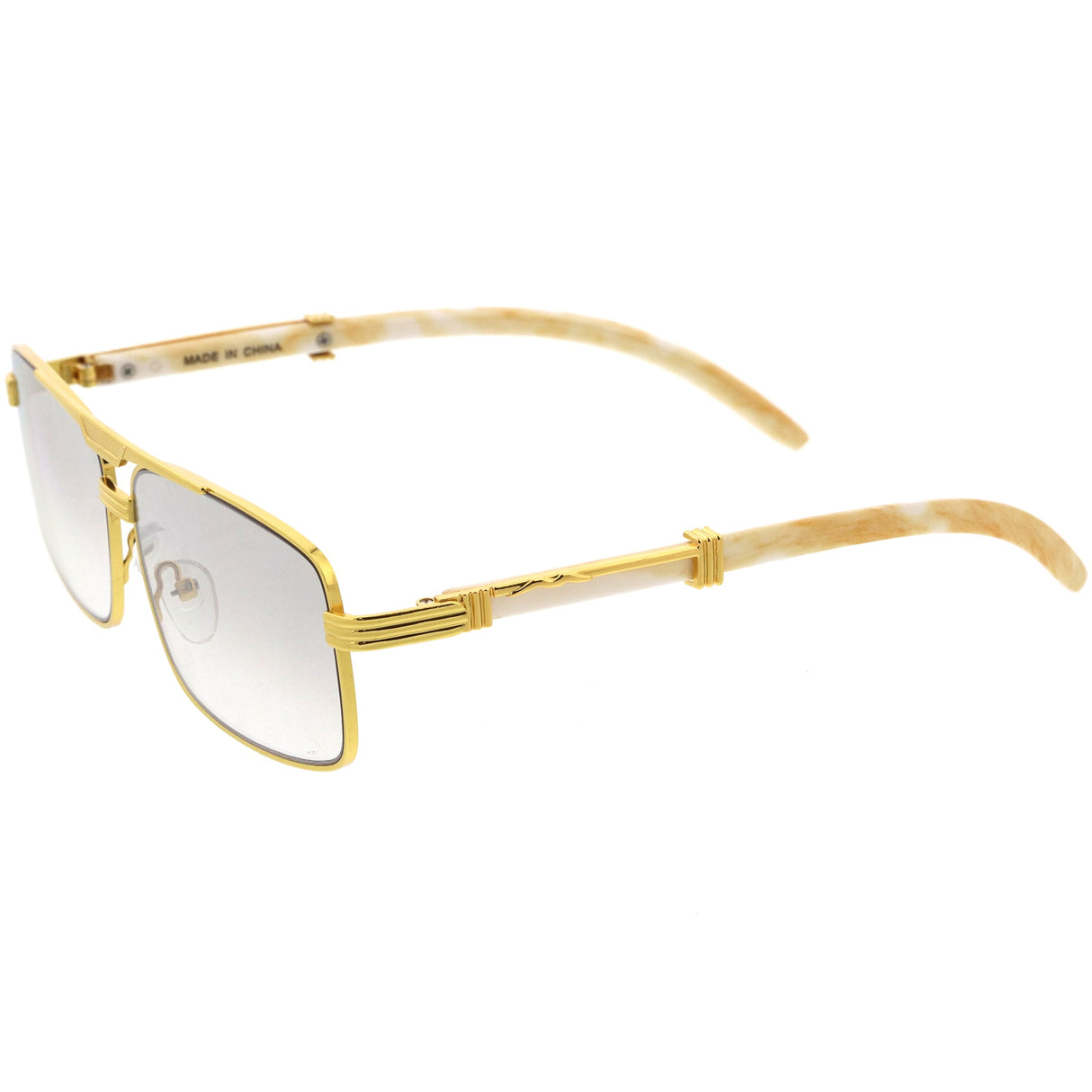 Classy Dapper Neutral Metal Crossbar Square Sunglasses D245 from zeroUV