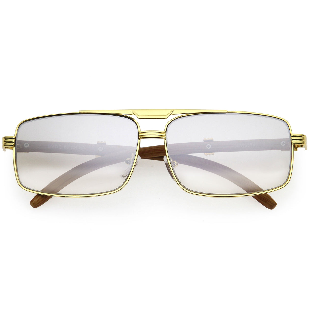 Classy Dapper Neutral Metal Crossbar Square Sunglasses D245 from zeroUV