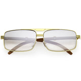 Classy Dapper Neutral Metal Crossbar Square Sunglasses D245 from zeroUV