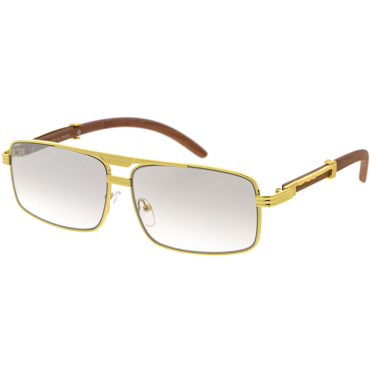 Classy Dapper Neutral Metal Crossbar Square Sunglasses D245 from zeroUV
